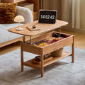 Couchtisch, Höhenverstellbar aus Massivholz Wohnzimmer Natur, YESWOOD