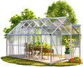 Gardebruk ® Gewächshaus, Aluminium 7, 2m² mit Fundament 380 × 190cm inkl. 4 Dachfenster Tomatenhaus Treibhaus Anzuchthaus Garten Frühbeet Aufzucht 11