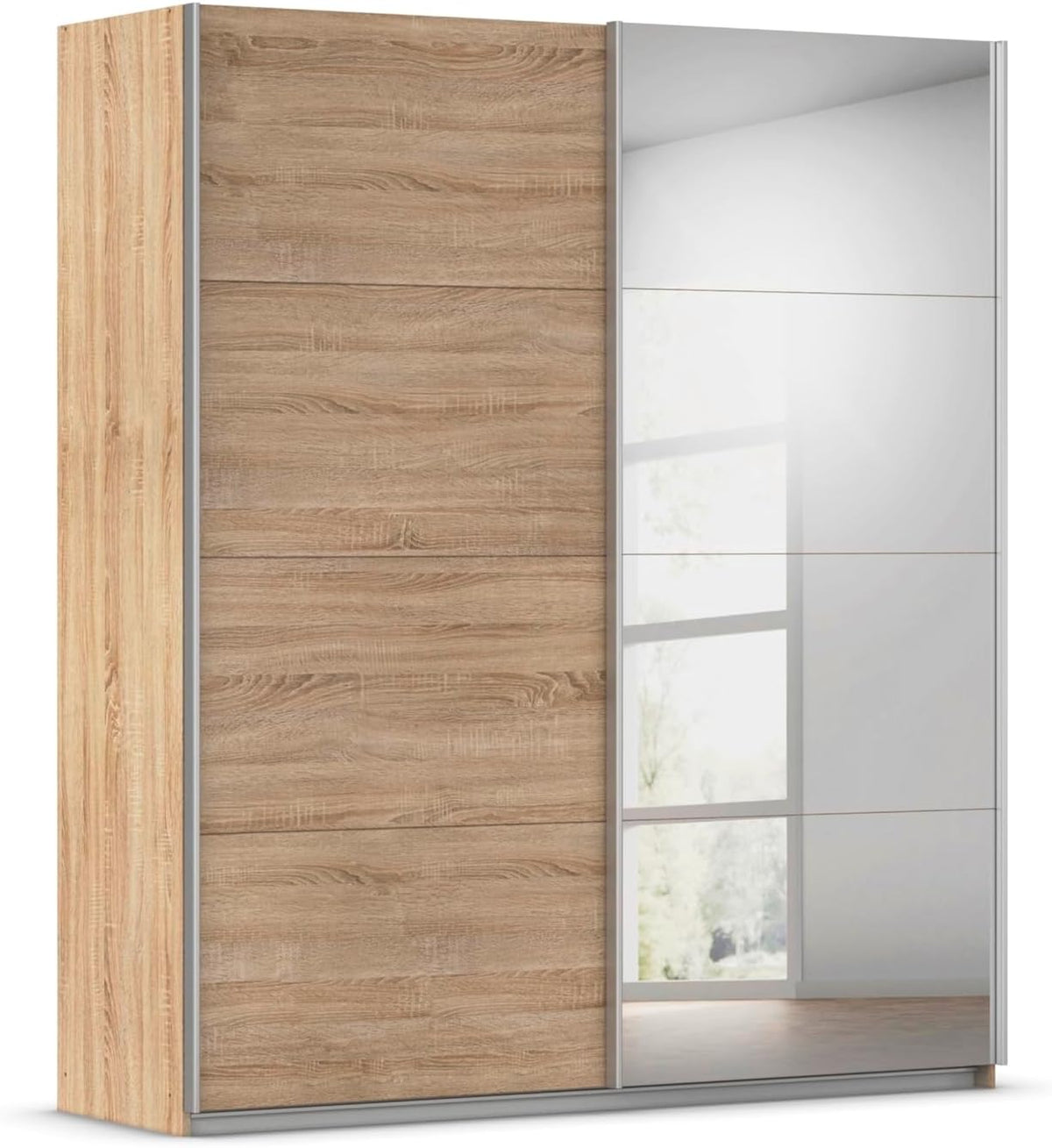 Kleiderschrank, QUADRA, Schwebetürenschrank, Farbe Eiche Sonoma, Breite 181 cm, Rauch Möbel