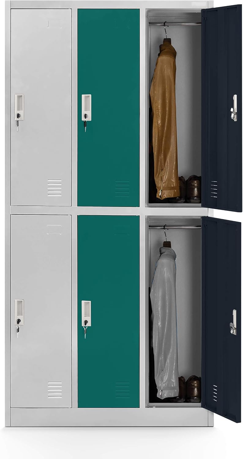 Aufbewahrungsschrank, Umkleideschrank Metall, Spindschrank mit 6 Fächern, abschließbar, Jan Nowak