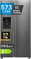 Midea Kühl-Gefrierkombination, Side-by-Side Kühlschrank mit Eiswürfelspender 573 L, No Frost, 38 dB