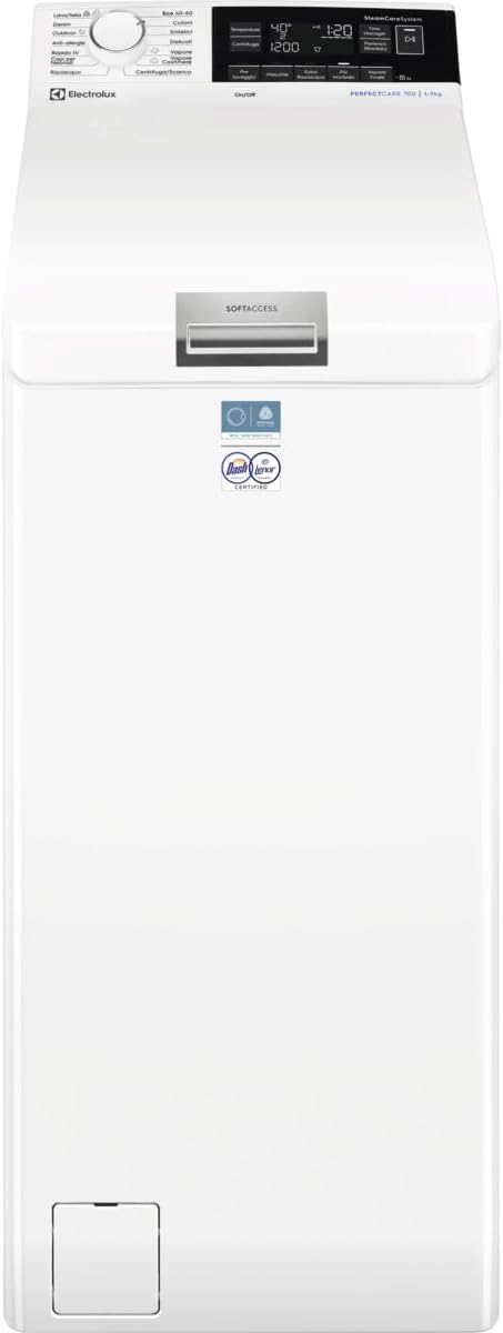 Electrolux 700 Waschmaschine, mit Toplader, 7 kg, EW7T337A, Klasse A, SteamCare-Technologie und SensiCare-Technologie, LED-Display mit Touch-Control