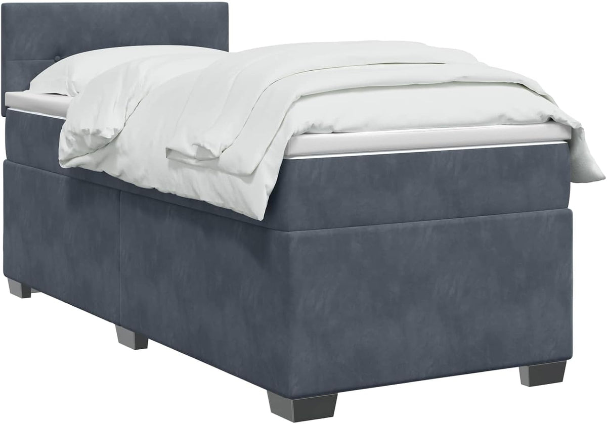 Boxspringbett, mit Matratze und LED Dunkelgrau 80 × 200 cm Samt, vidaXL