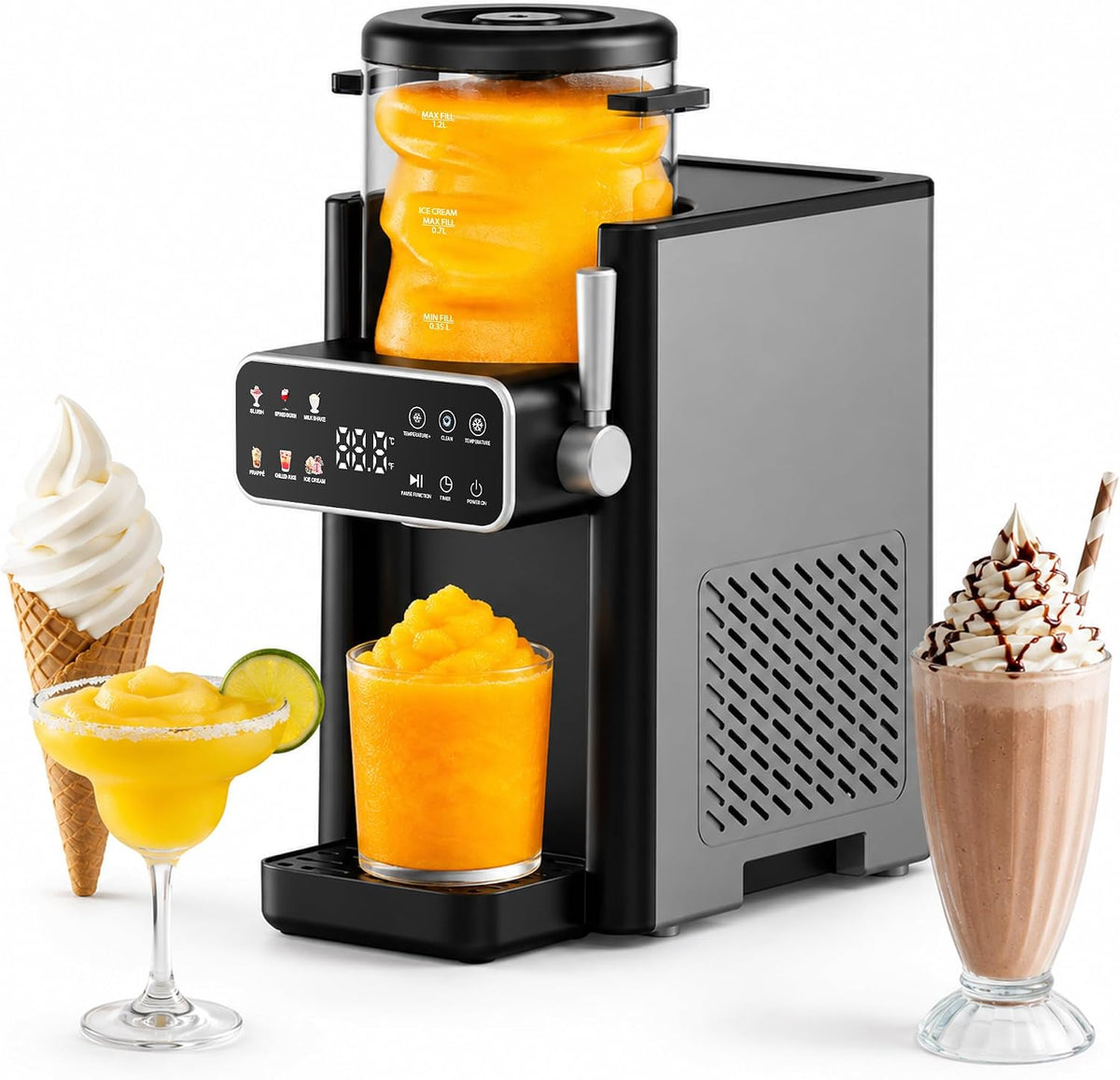 SiroSage Slush-Maschine, Frappé, Milchshake & Margaritas, Schwarz