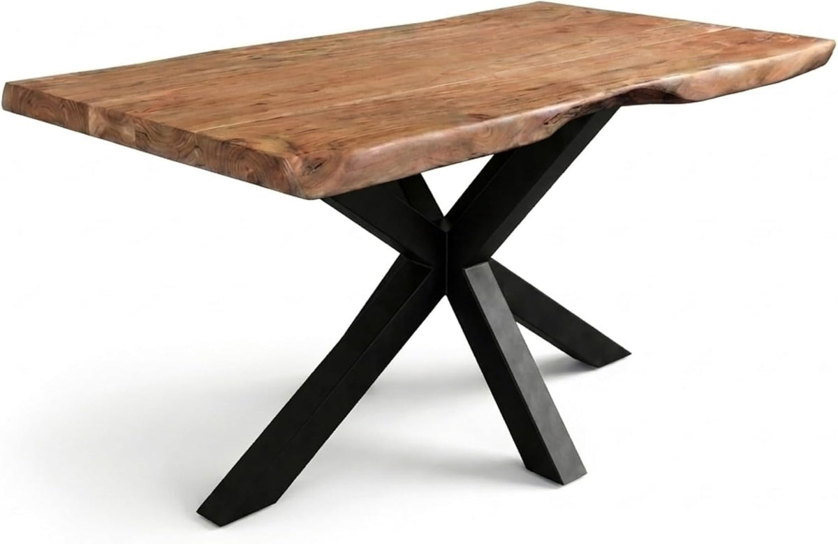 Esstisch, Cali 120 × 80 cm Akazie Natur Spider-Gestell schwarz, SAM