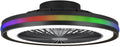 MeLiTec Deckenleuchte, mit Ventilator, dimmbar, RGB-Lauflicht, natürlicher Wind, Timer und Nachtlicht, Fernbedienung, schwarz, DV06