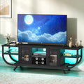 TV-Lowboard, Industrielles TV-Schrank, Wohnzimmer Fernsehschrank TV Board mit Offenen Stauraum (Schwarz, 140CM), YITAHOME