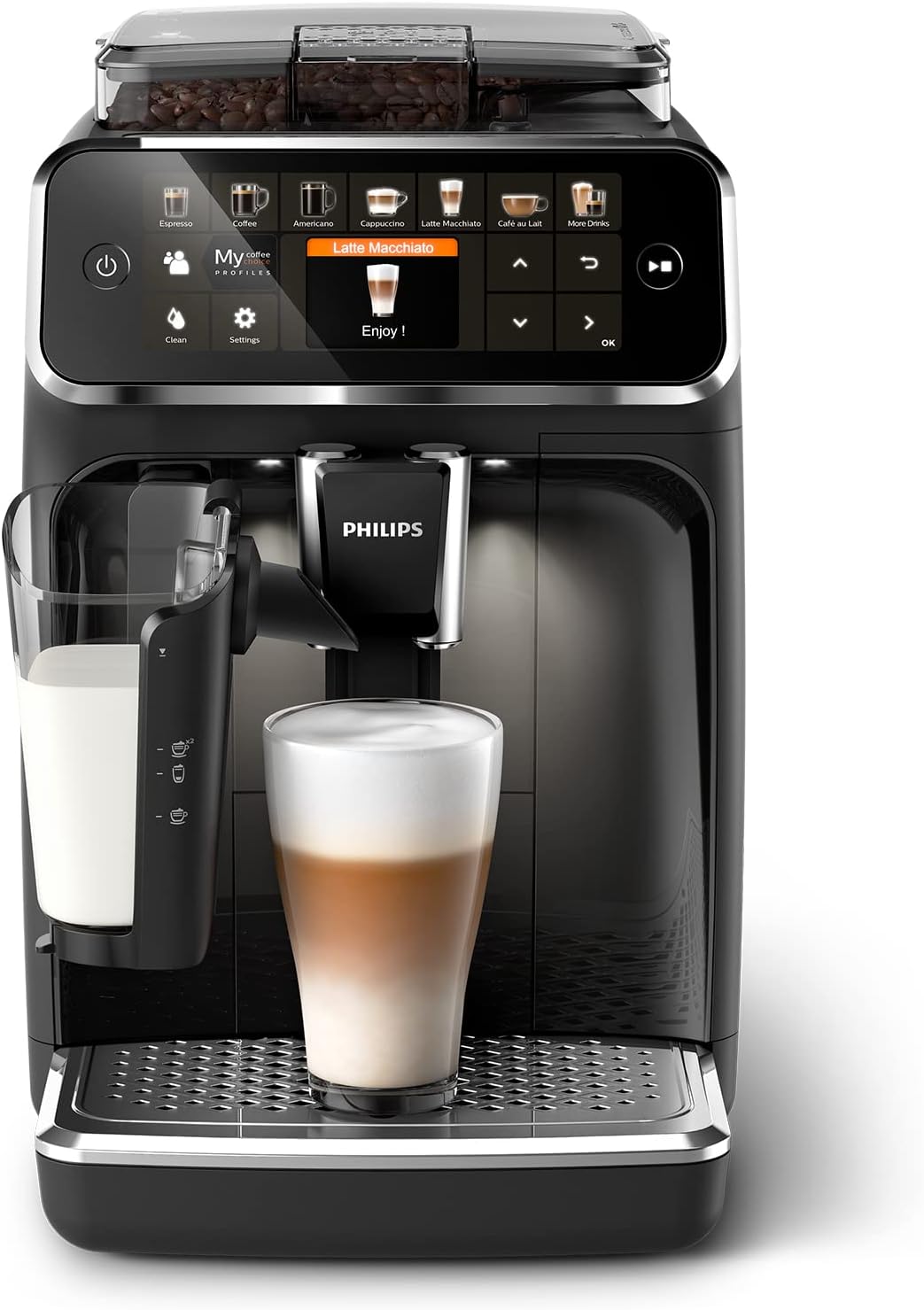 PHILIPS Kaffeevollautomat,   Kaffeevollautomat LatteGo 5400 Serie, Schwarz, 12