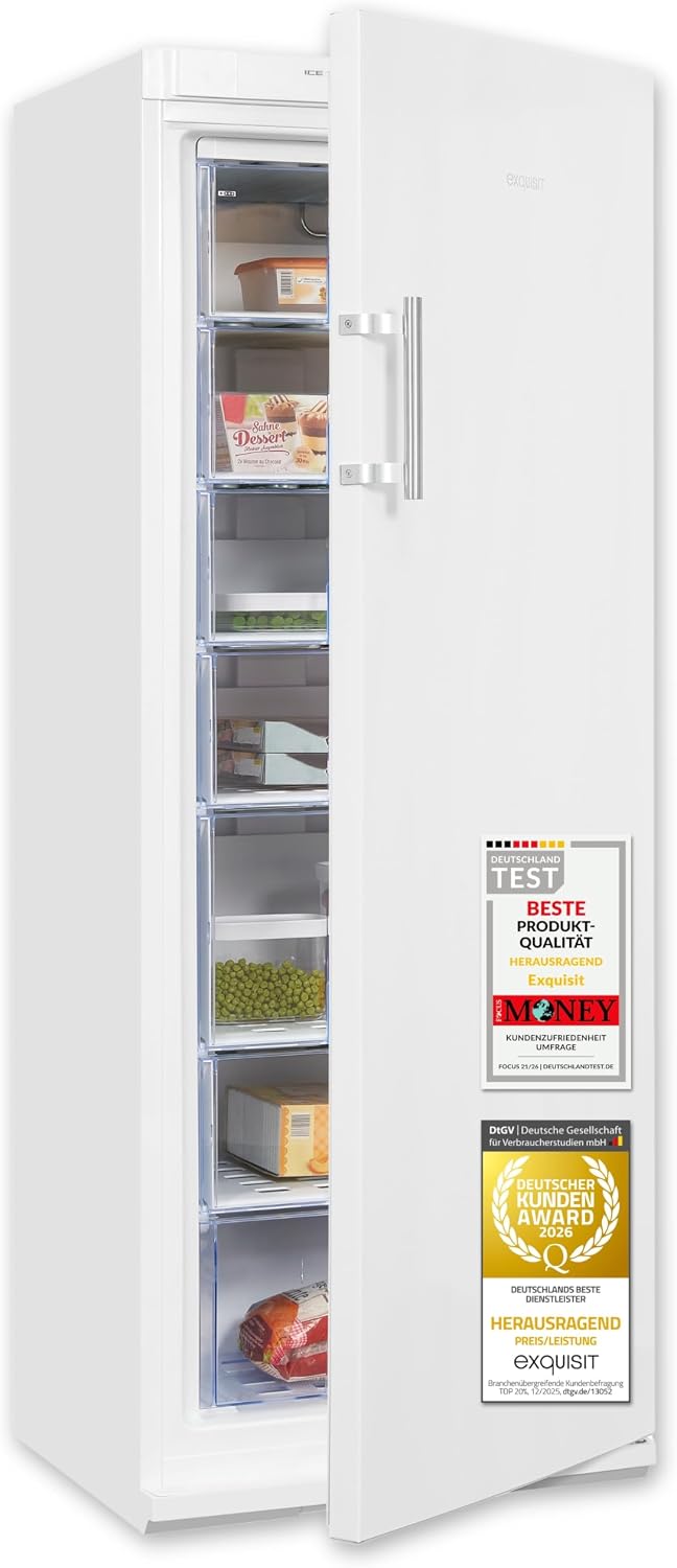Gefrierschrank GS27-H-280E, 232 L Standgerät Tiefkühlschrank, Exquisit