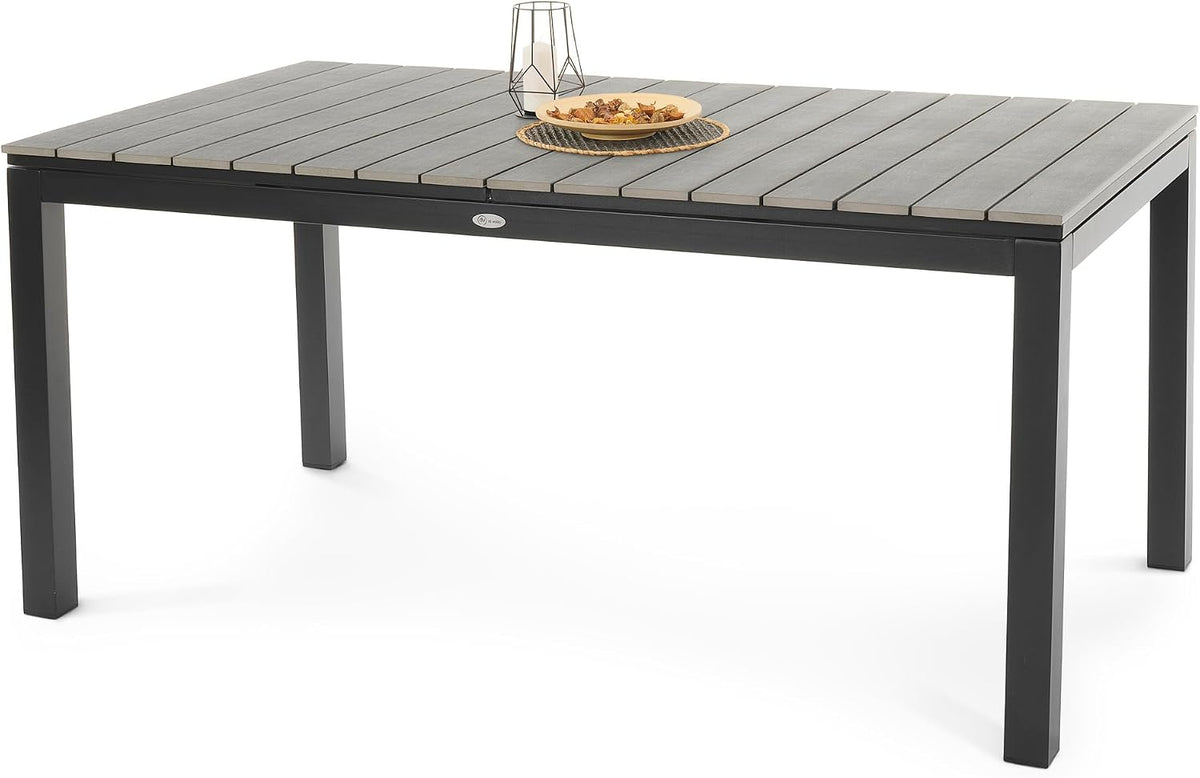 Esstisch, Gartentisch ausziehbar Aluminium 160-210 cm Holzoptik Garten Drena, di volio