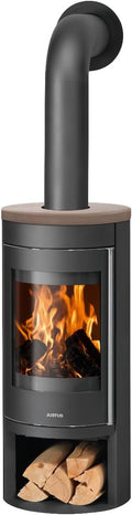 Justus 4815 32 2.0 Mino Kaminofen, Stahl Schwarz mit Keramik-Abdeckplatte Grappa/A+