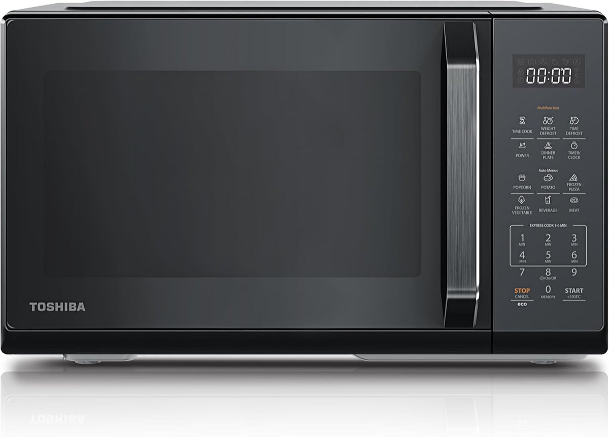 TOSHIBA Mikrowelle, in Spiegel-Schwarz, 23 Liter, 800 W, 6 Automatikprogrammen, Schnellstart-Funktion, Auftaufunktion, Digitaldisplay, MW3-EM23PE(BK)