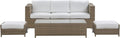 Gartenmöbel-Set, Outdoor Lounge Set in Braun Sofa Kaffeetisch 2 Ottomane Auflagen Weiß Belluno, Beliani
