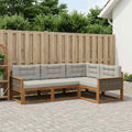Gartenmöbel-Set, 4-TLG. Outdoor-Sofa-Set aus Akazienholz, Natur und Hellgrau, modulare, Generic
