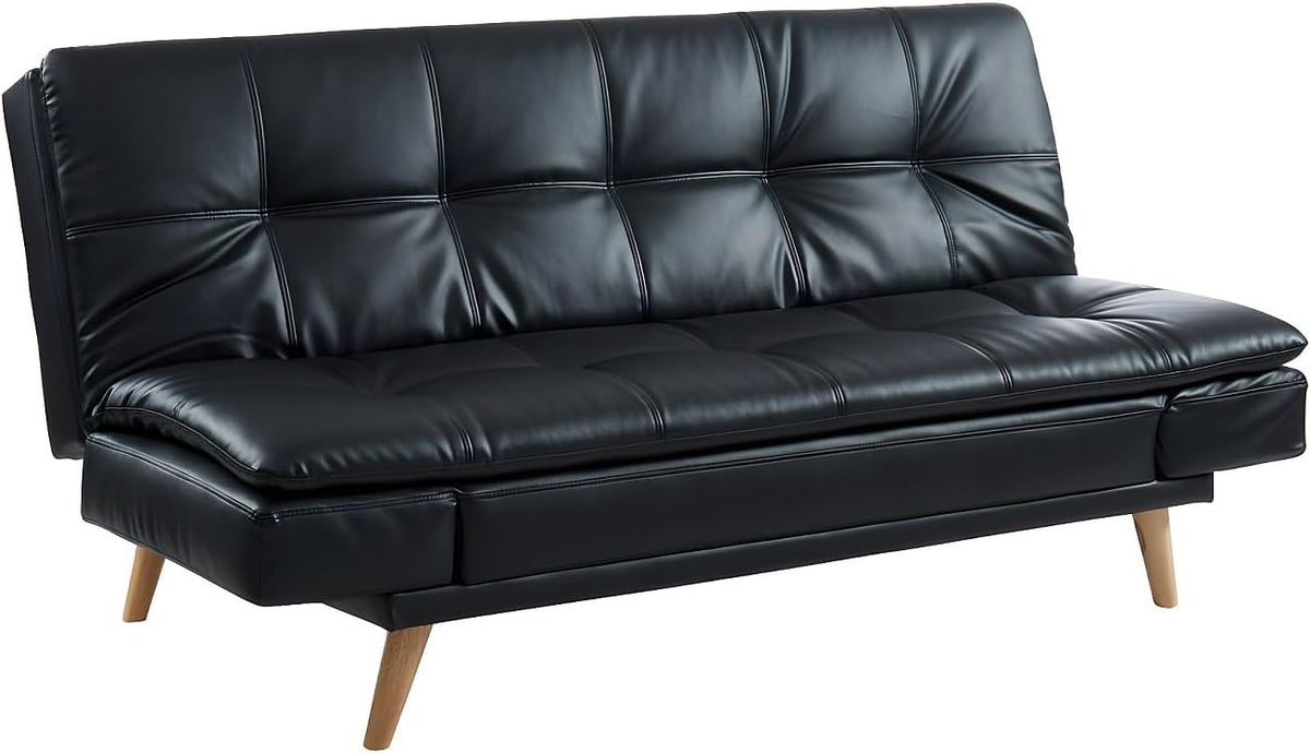 Sofa Ausziehbares Schlaf, Zarina 3-Sitzer, Kunstleder, Schwarz, Vente-unique