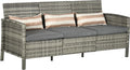 Sofa Rattan, mit Kissen Dreisitzer Stahl 173 × 68 × 78 cm Grau, Outsunny