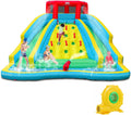 COSTWAY Aufblasbare Wasserrutschen, Hüpfburg mit Gebläse, Kletterwand, Planschbecken & Wasserkanone, Wasserhüpfburg für Kinder