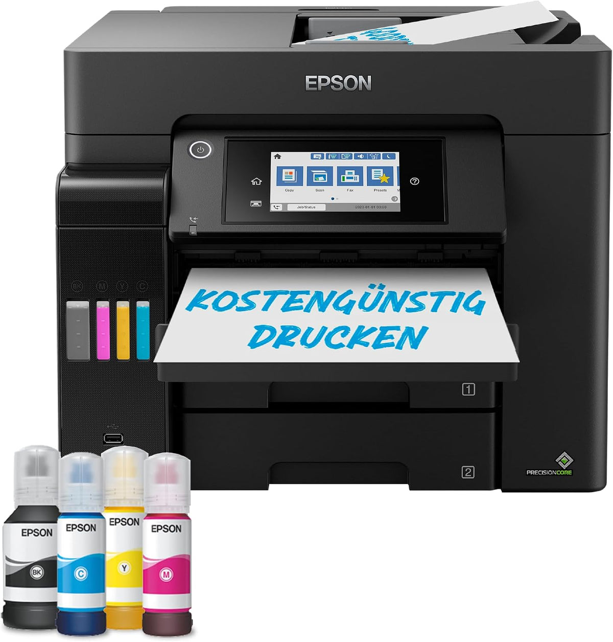 Epson Nachfüllbarer Tintenstrahldrucker, EcoTank ET-5855 DIN-A4-Multifunktions-Wi-Fi-Tintentankdrucker mit Fax