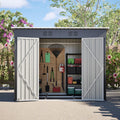 Su & Chan Legence Metall Gerätehaus, 242 × 126 × 182 cm mit Pultdach und Tür, wetterfester Geräteschuppen mit 2 Belüftungsgittern und Bodenrahmen