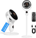 Lepwings Standventilator, Leise mit Fernbedienung, 2-in-1 Akkuventilator 10400 mAh, USB-C wiederaufladbar, 90° Oszillation & 120° Neigung