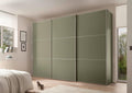 Kleiderschrank, Schwebetürenschrank 3-türig Includo, Dekor Salbei, 222cm/298cm/68 cm (H/B/T), Basic, STAUD MEIN LIEBLINGSSCHRANK