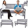 Sitzbank, Gartenbank Holz 3-Sitzer Parkbank Friesenbank 90x154x70 cm Grau, MODO24