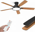 Taloya Deckenventilator mit Beleuchtung, und Fernbedienung, 132 cm, Schwarz, Leise DC Motor, LED Lampe Dimmbar 3000-6500K, Nachtlicht