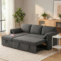 Sofa 203cm Eck, mit Schlaffunktion & Bettkasten, 3-Sitzer ausziehbares L-Form Schlafsofa mit Stauraum