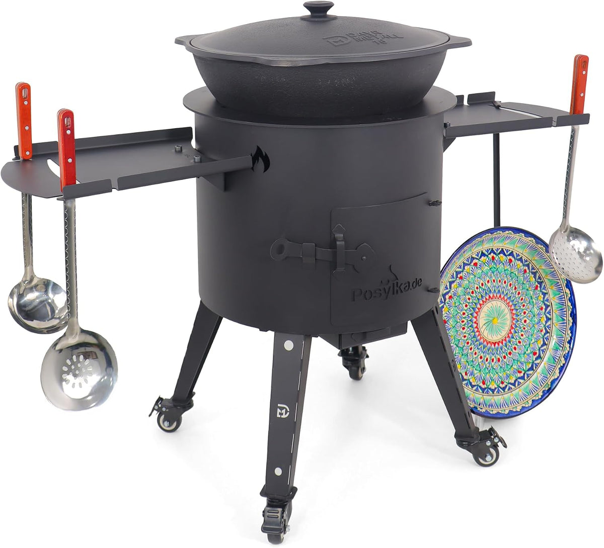 ZARENHOFF Außenküchen, Gusseisen Kazan 16L mit Utschak Feuerofen Ø 44cm