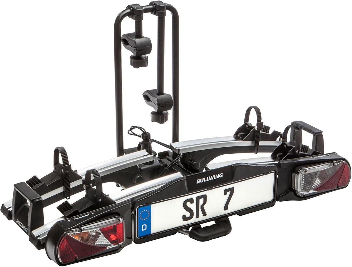 Bullwing Fahrradhalter, SR7 Fahrradträger für Anhängerkupplung für E-Bikes geeignet mit Schnellverschluss, zusammenklappbar und vormontiert