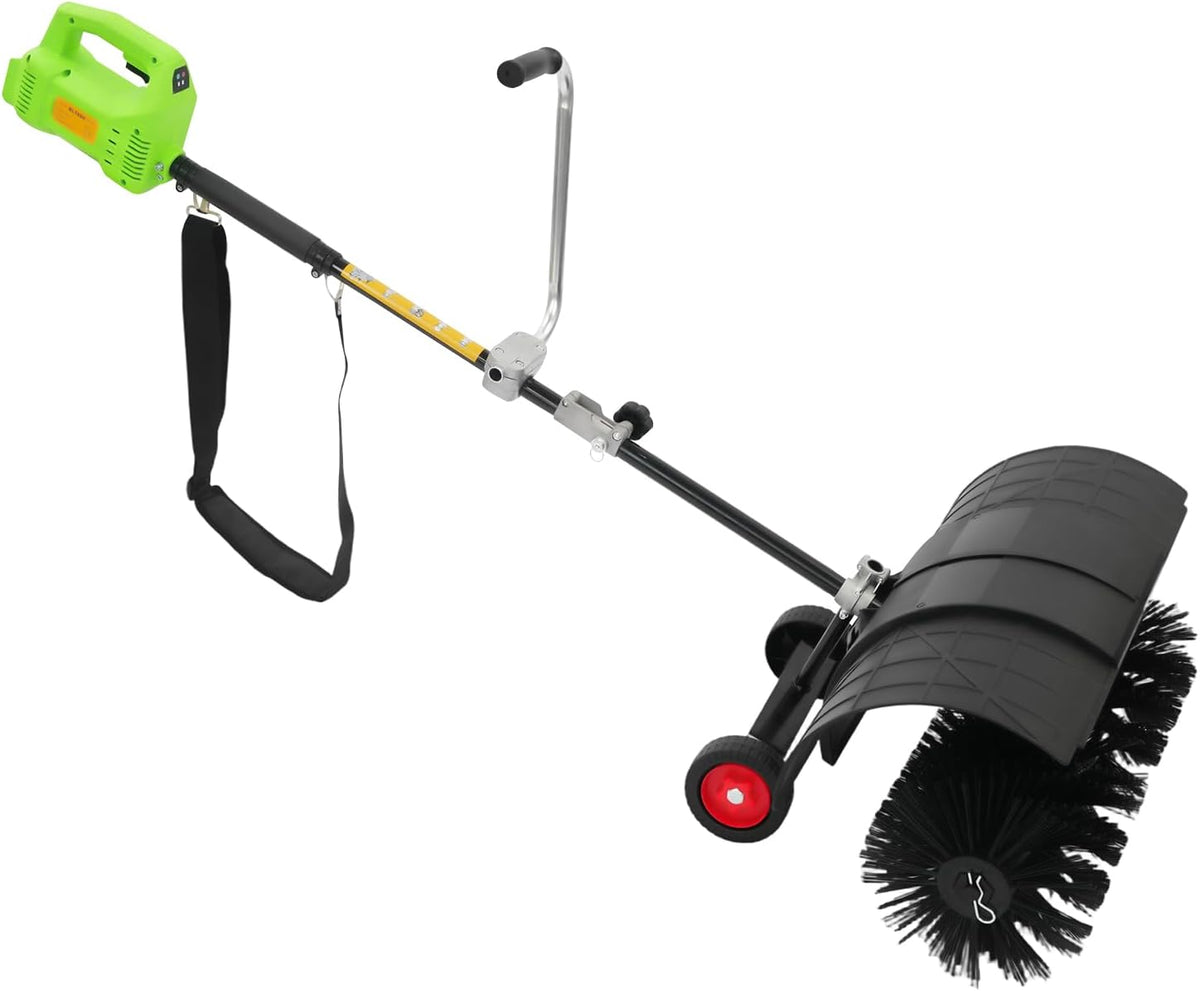 MooBeey Schneefräsen, 2-in-1 Batteriebetriebener Handkehrmaschine und Gebläse mit Hilfsrädern, 7000-9000 U/min Elektrische Kehrmaschine mit Gebläse