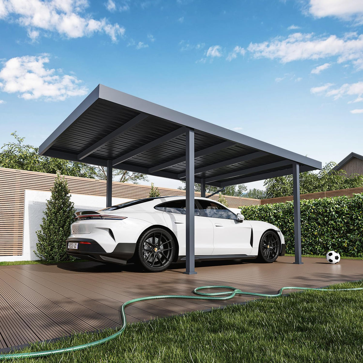 Weide SONNENSCHUTZ Carports, Metall Carport freistehend Metta Pultdach aus Stahl Anthrazit