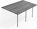 Pavillon, ® Terrassenüberdachung Borneo 6x3 m, Sonnenschutz aus Aluminium mit Doppelstegplatten, Terrassendach zur Wandmontage in Anthrazit, Juskys