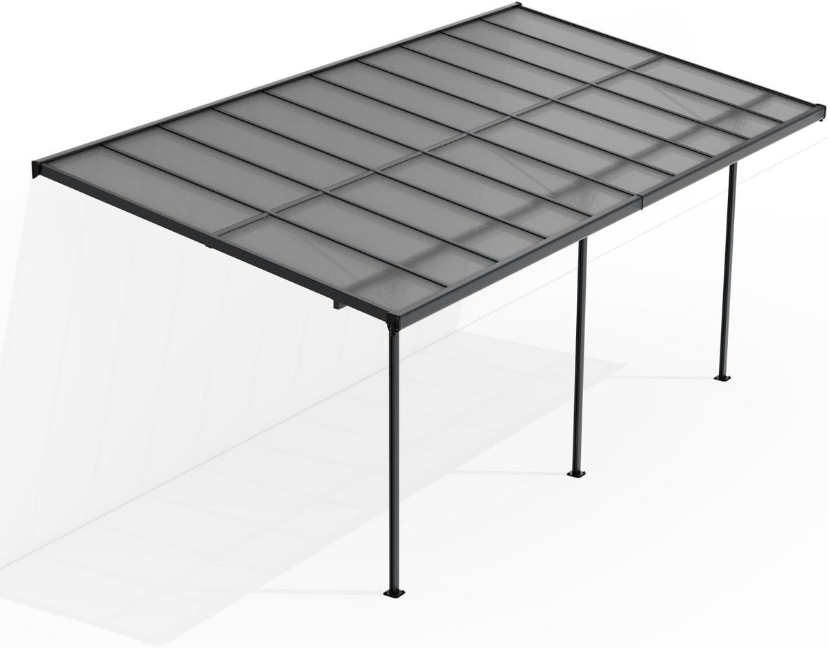 Pavillon, ® Terrassenüberdachung Borneo 6x3 m, Sonnenschutz aus Aluminium mit Doppelstegplatten, Terrassendach zur Wandmontage in Anthrazit, Juskys