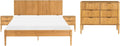 Bettgestell, Schlafzimmer Set 4-teilig Kiefrenholz Hellbraun Bett mit 2 Nachttischen Kommode Lattenrost 160x200 cm Ambazac, Beliani