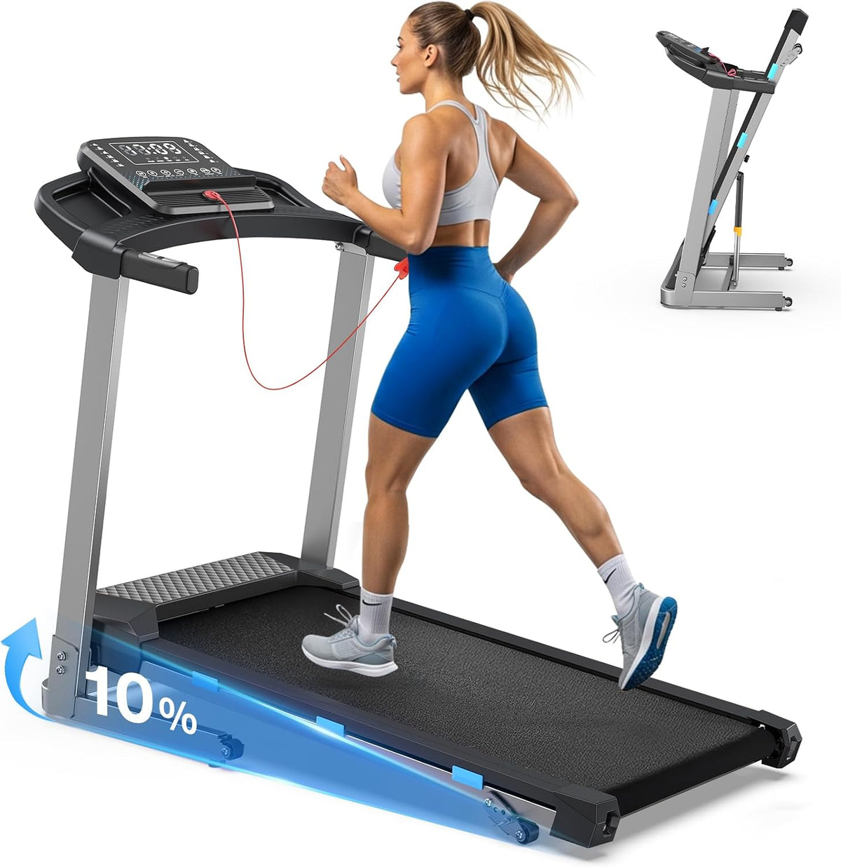 ZENRUN 12km 12 HIIT 3 5PS Laufband für Zuhause mit Steigung h Laufband Klappbar mit Leise Treadmill for Home mit LED-Anzeige Bluetooth-Lautsprecher