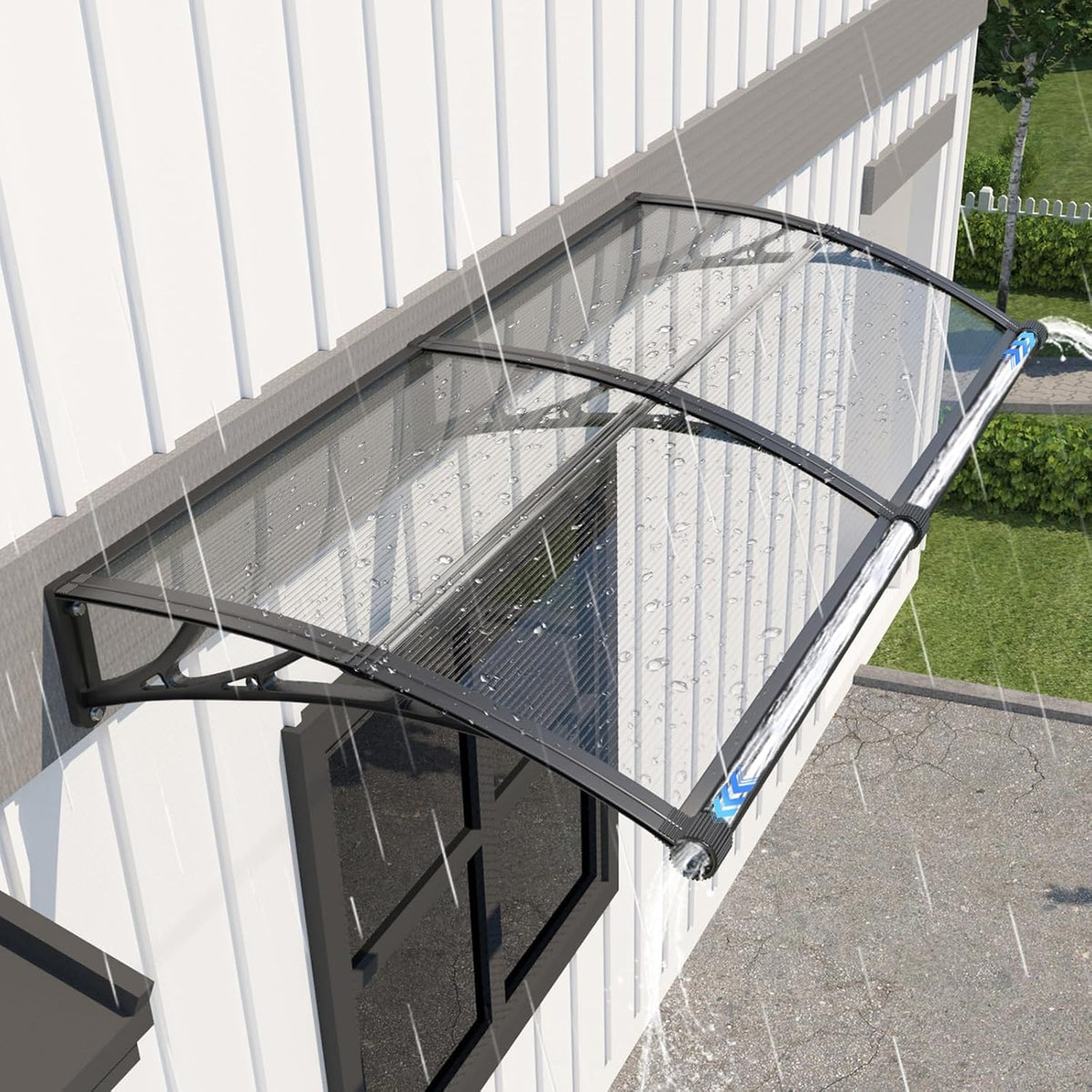 GUANSU-CN Pavillion, Vordach Haustür 200x100cm UV-Schutz wetterfest Türüberdachung für Terrasse