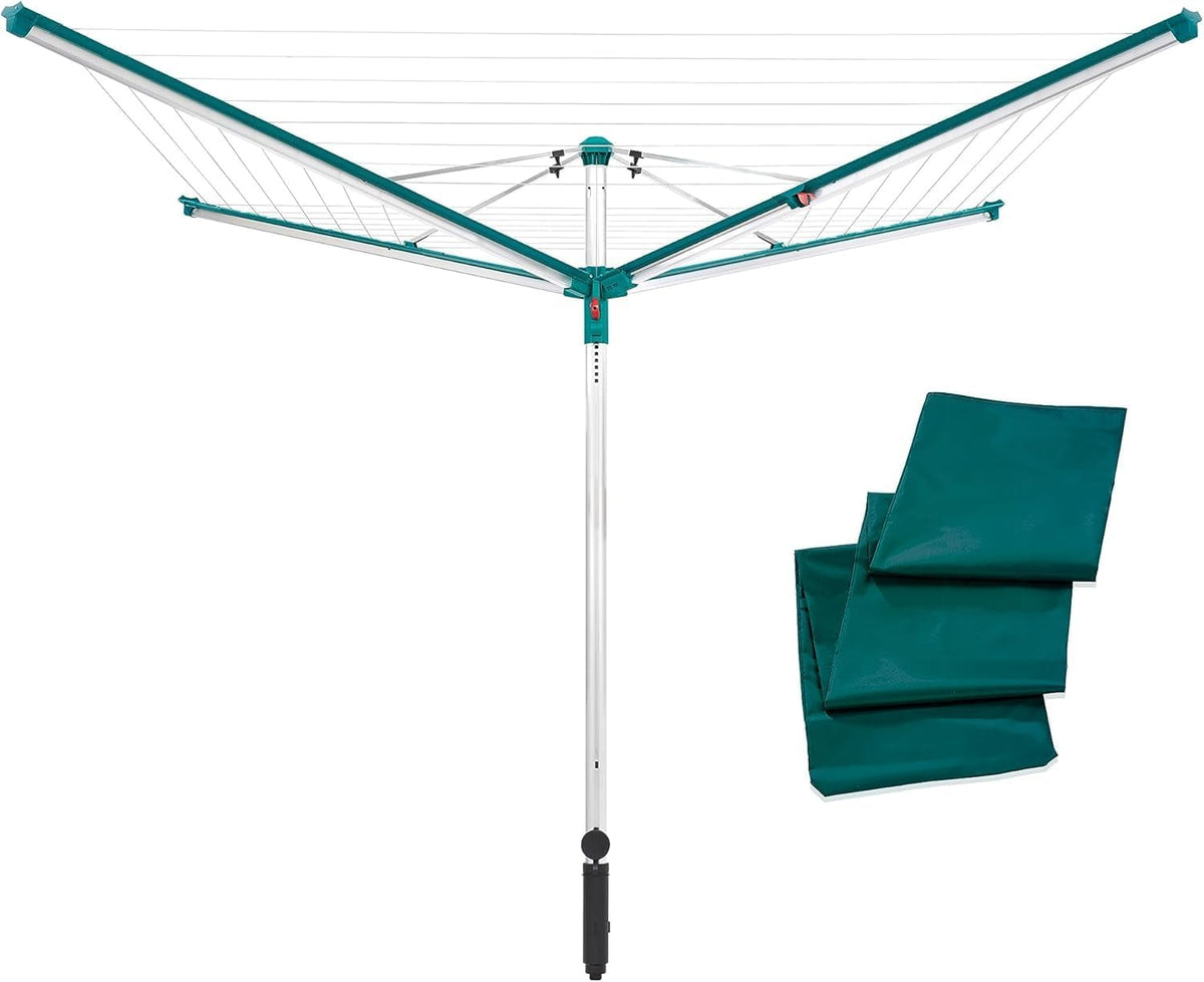 Leifheit Wäscheständer, Wäschespinne Linomatic 500 Deluxe, Wäscheschirm 50 m Leinenlänge