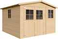 TIMBELA Gartenhaus, Holz - Geräteschuppen mit Fenstern - H226 × 316 × 324 cm/9 m² Naturholz-Shiplap-Schuppen - Gerätehaus - Fahrradschuppen - M335