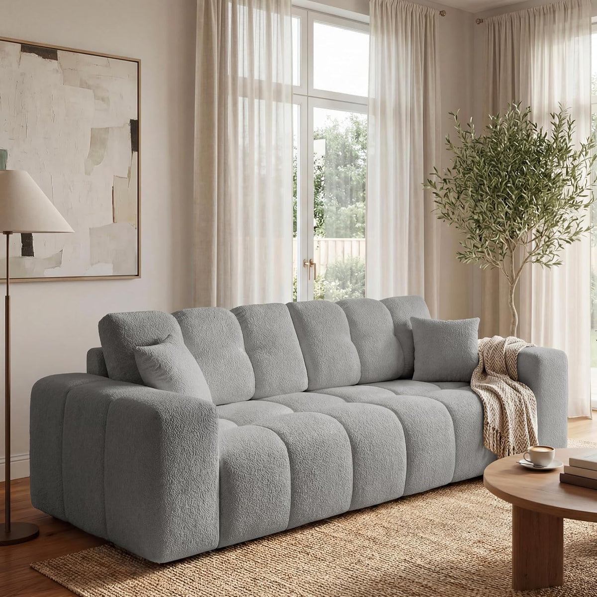Sofa Schlaf, mit Bettkasten und Schlaffunktion 145 × 200cm Grau, BROMARKT