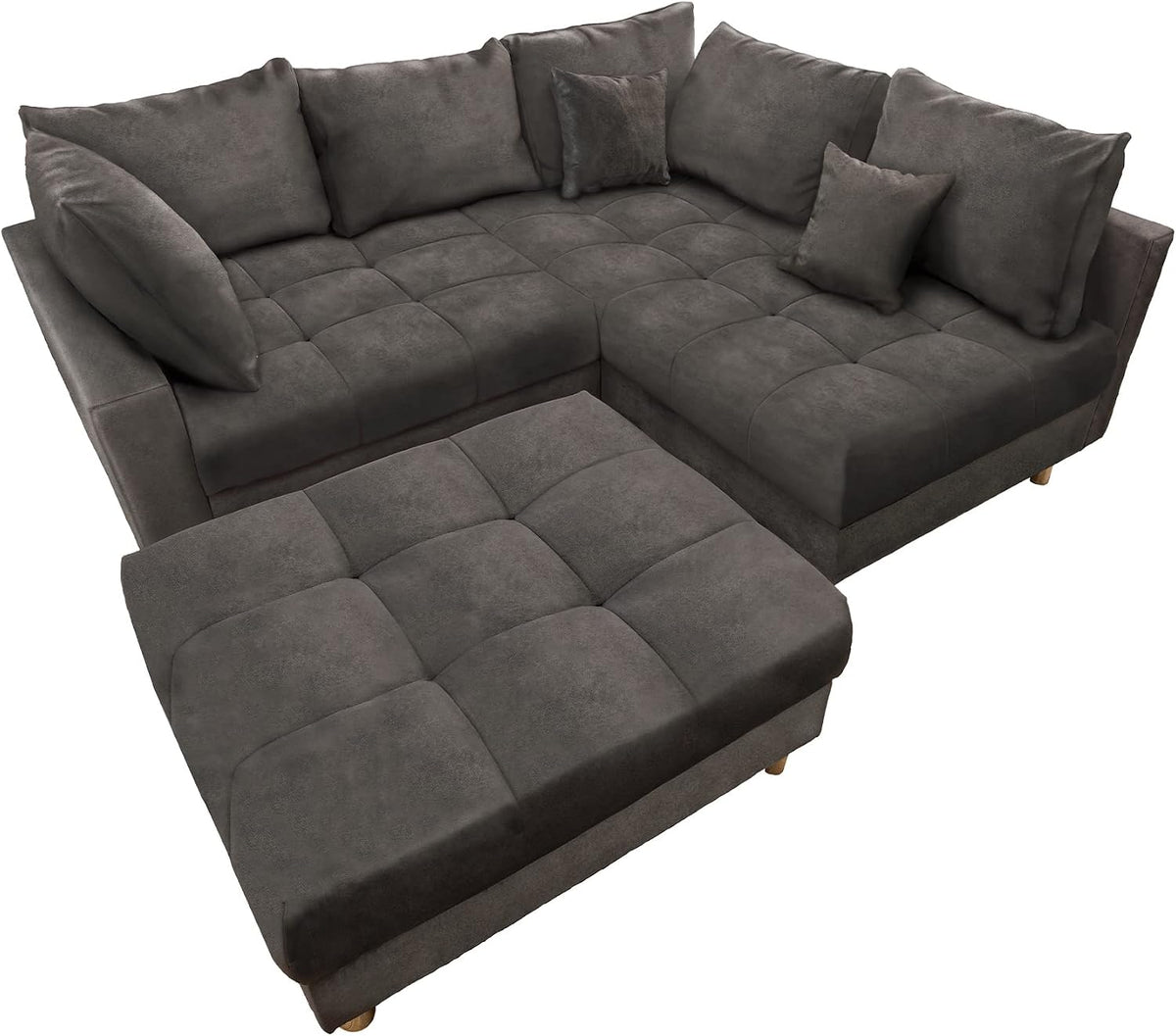 Sofa, - .de Moderne Wohnlandschaft Kent 220cm grau Samt, Riess Ambiente