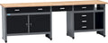 Küpper Werkbänke, Werkstatt Werkbank 12289, 6 Schubladen, 2 Türen, 300 kg Traglast, 30 mm Massive Buchenarbeitsplatte (Schwarz, 240x84x60 cm)