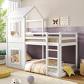 Kinderbett, 90 × 200 cm, Etagenbett für 2 Kinder, Hochbett mit Rausfallschutz, Baumhaus Stockbett für Jungen und Mädchen