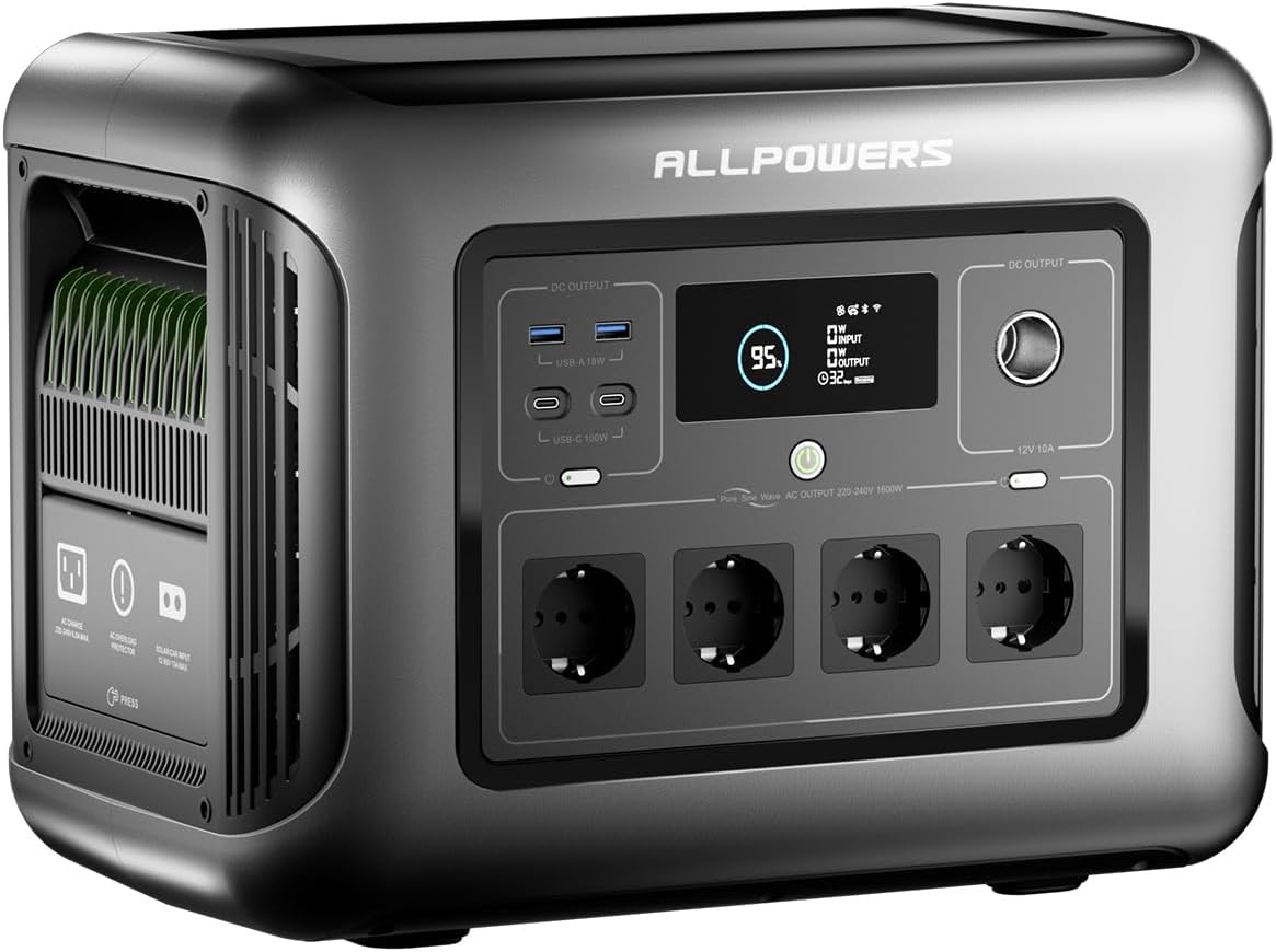 ALLPOWERS R1500 LITE Tragbare Powerstation, Schnellladung von 0-80% in 40 Mins Solar Generator, Notstromaggregat für Camping RV