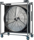 Be Cool Standventilator, Stapelbare Windmaschine 90 cm, Industrieventilator mit 21.060 m³/h Luftstrom, 1000 W, 2 Stufen, Laufrollen, Vollkupfermotor