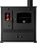 Prometey EEK A+ Kaminofen, mit Backfach und Herdplatte Perfect Eco Schwarz Holzofen 7 kW Kamin Ofen Holz Werkstattofen Hüttenofen Heizofen Gartenofen