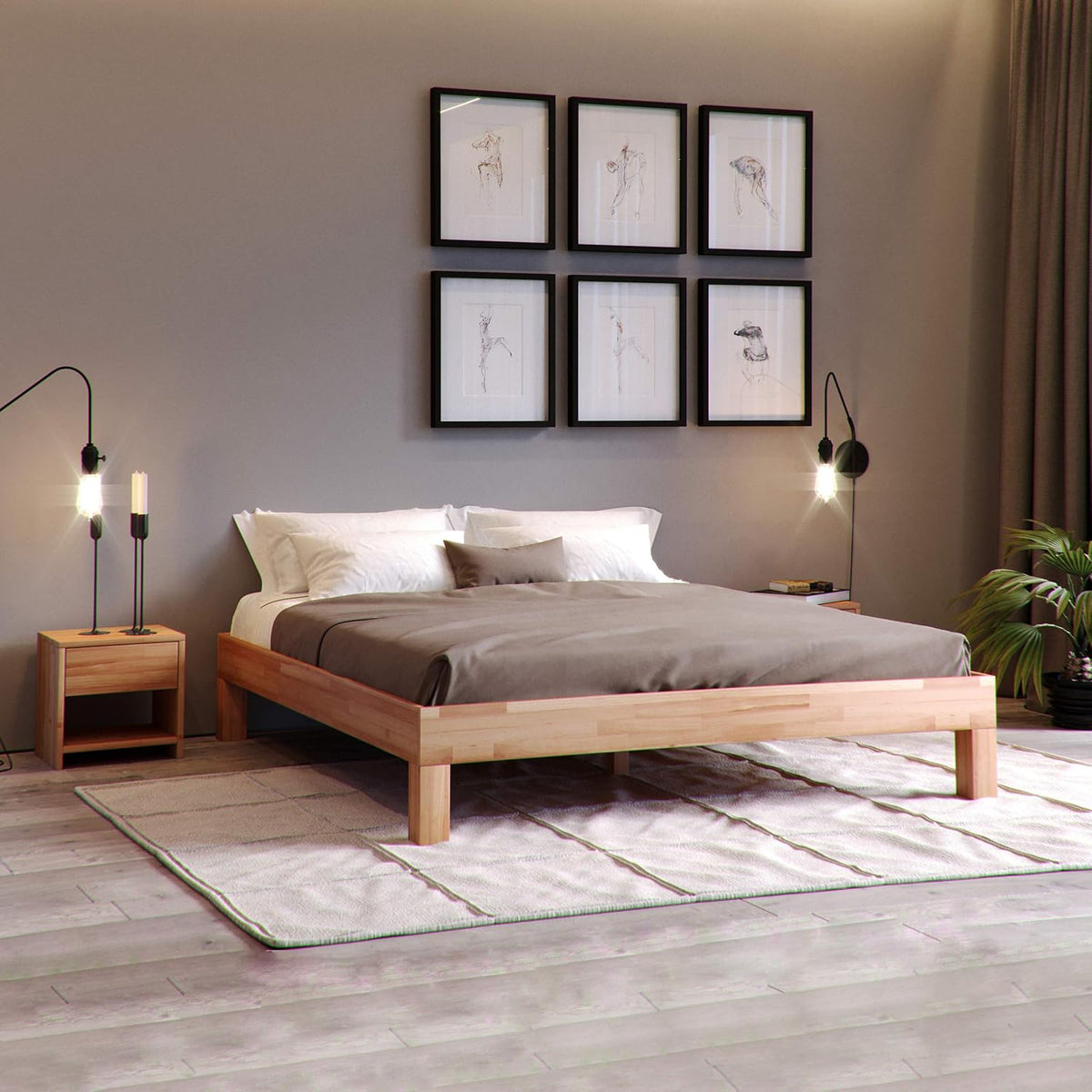 Bett Massivholz, Jana in Buche (90 × 200 cm), Krok Wood