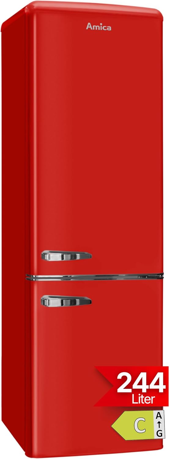 Amica Retro Kühl-Gefrierkombination, 244L 181 × 55 × 61, 5cm KGCR 387 102 R