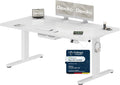 Schreibtisch Höhenverstellbarer, 160 × 80cm mit Typ-C Ladeanschluss, Mobiler Elektrisch Computertisch mit Kabel Management Tray und 3-Funktions-Memory