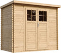TIMBELA Holzhaus Gartenhaus, mit hochwertige abschließbare Tür - Gartenschuppen Holz B239xL142xH200 cm/ 2